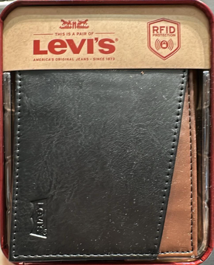 Levi Strauss MENS Passcase Wallet - Black/Brown