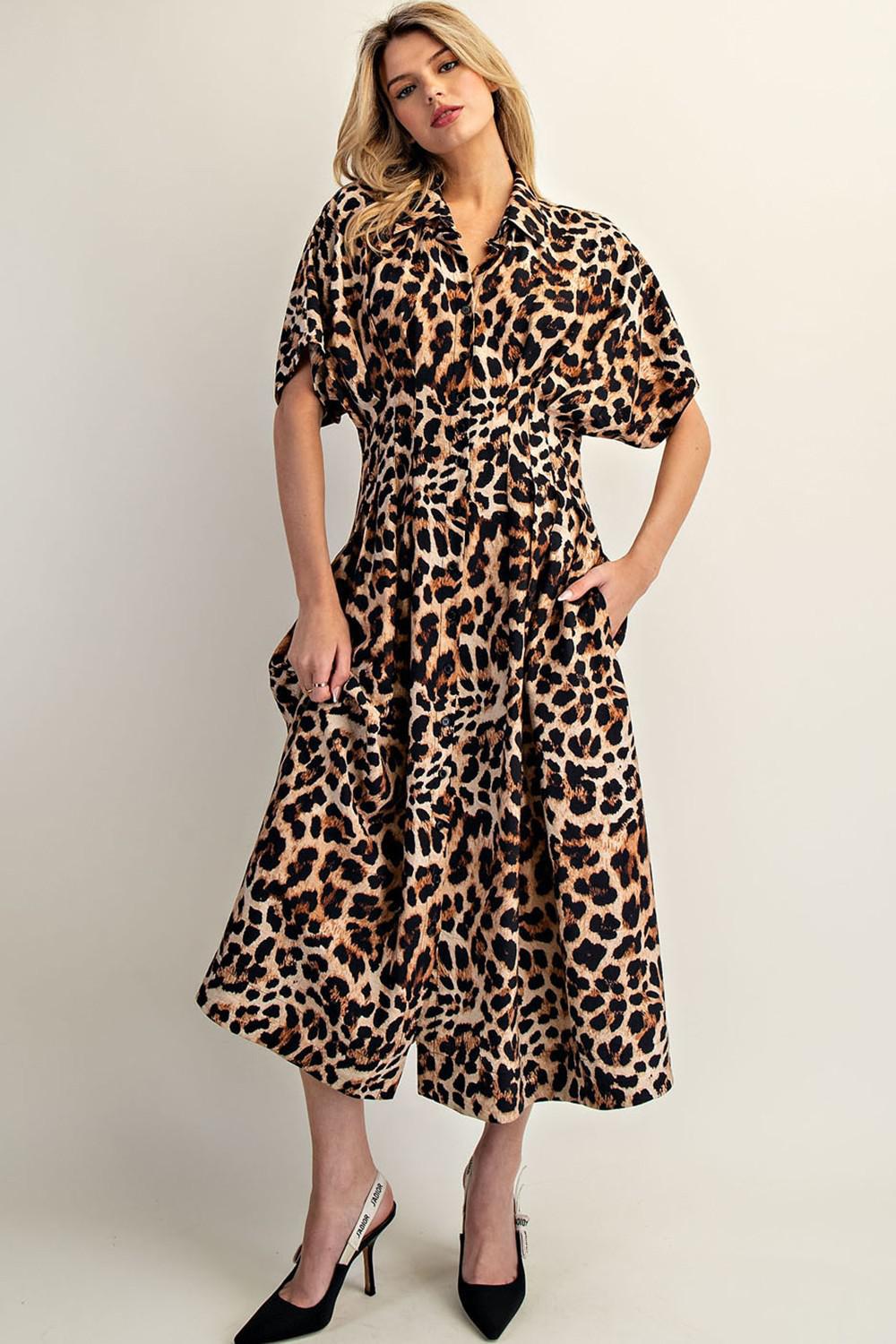 Leopard Button Down Maxi Dress