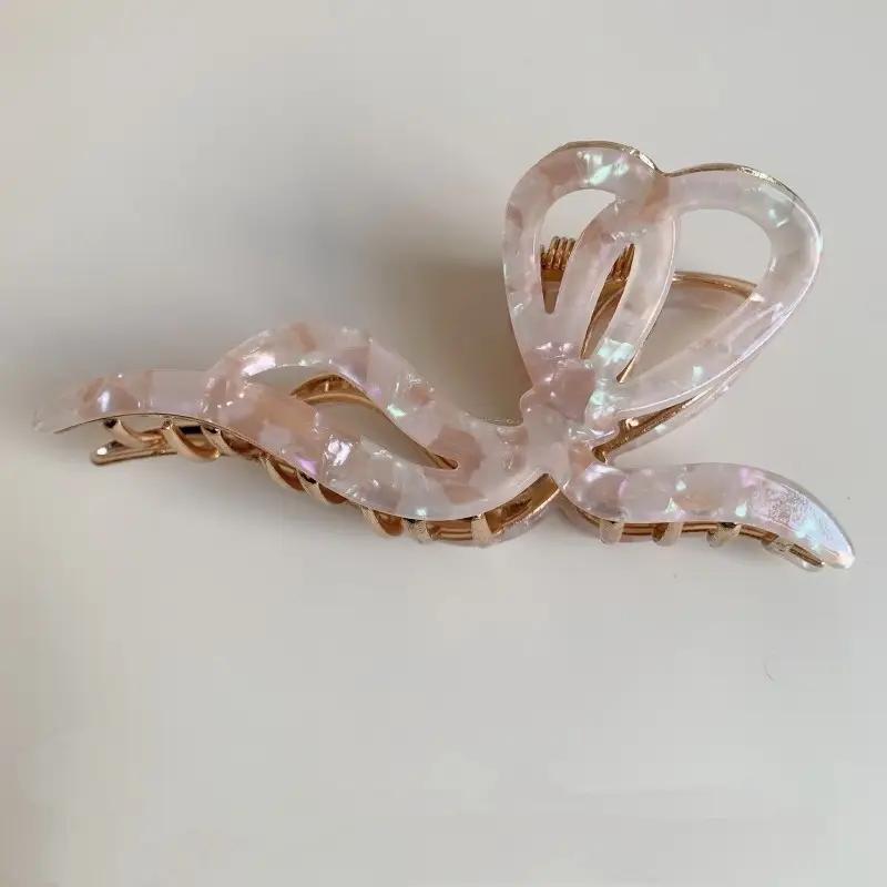 Premium Pvc Toile Pattern Bow Hair Claw Clips