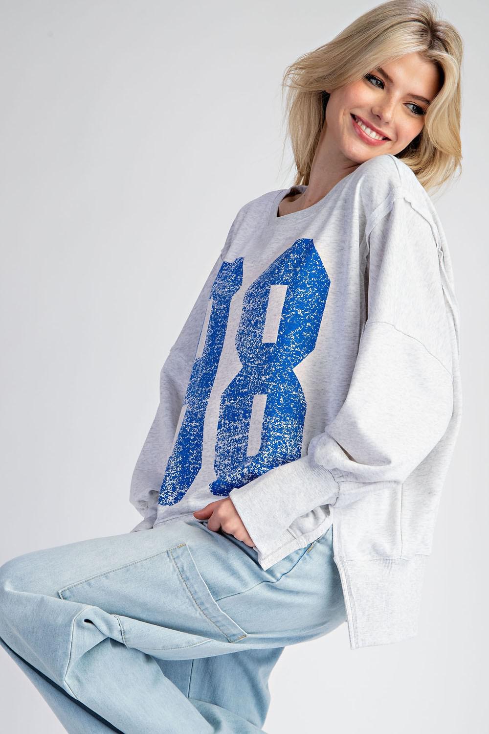Faded Varsity Pullover Top