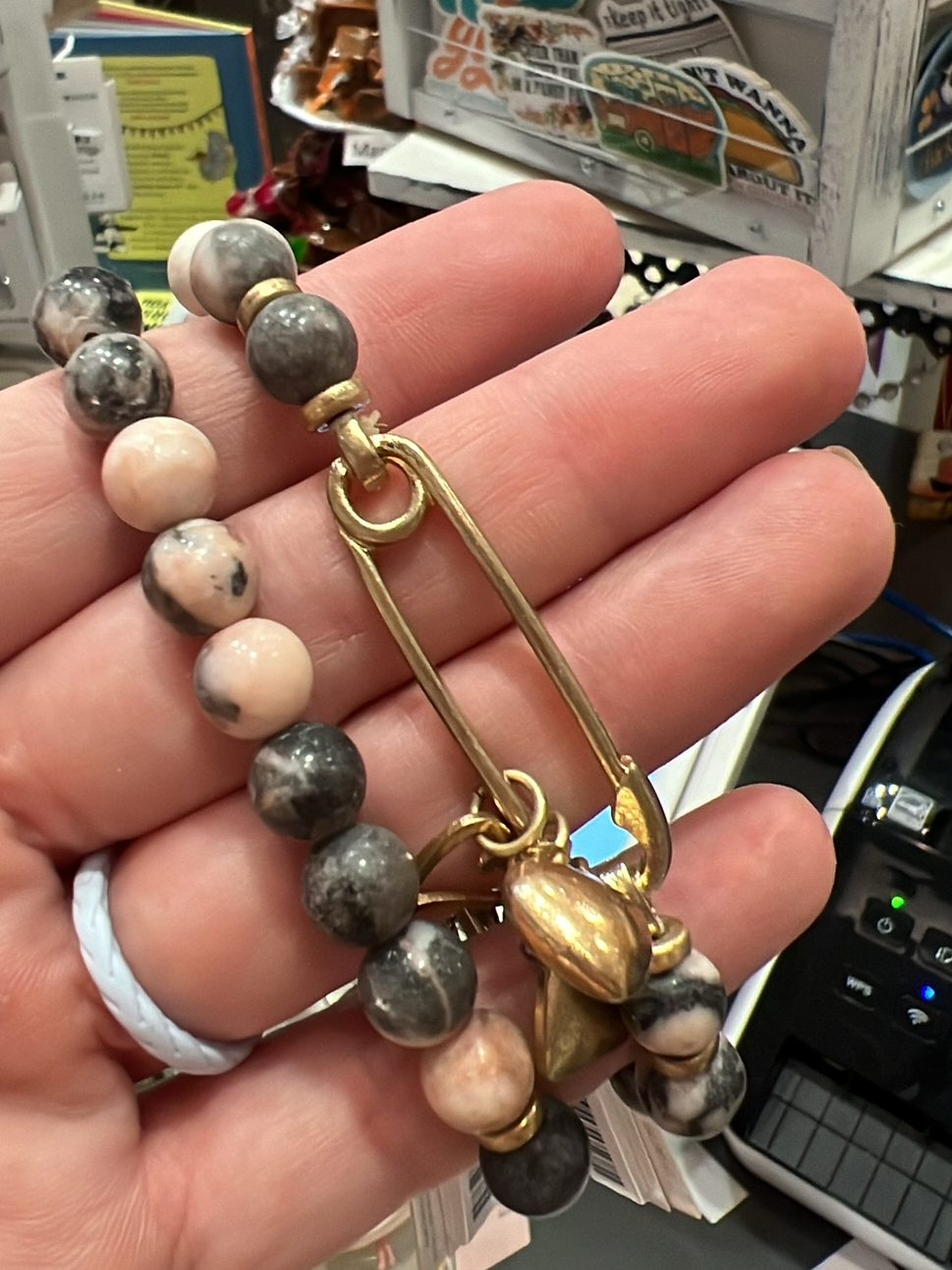 Safety Pin Charm Bracelet