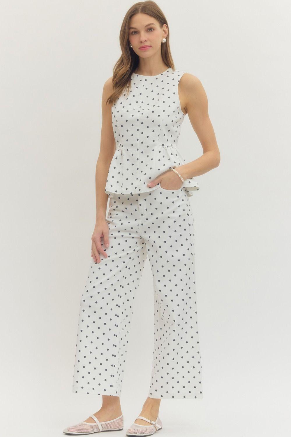 Polka-Dot Denim Pants