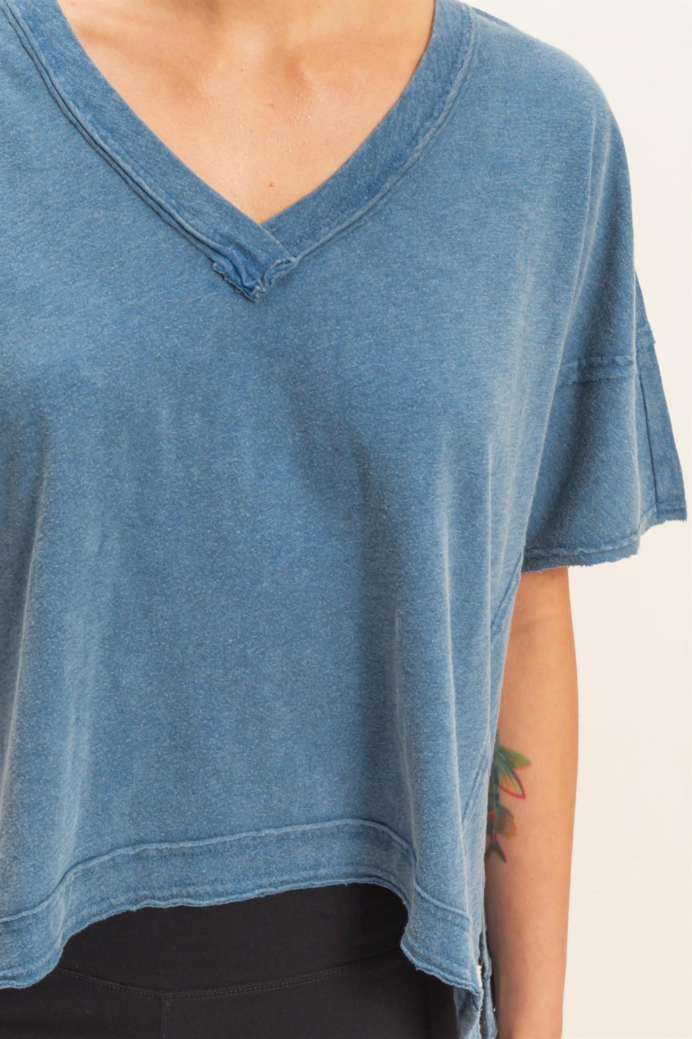 Oversized V-neck Short Sleeve Top