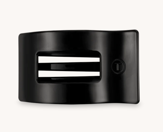 Jet Black Flat Rectangle Teletie Hair Clips