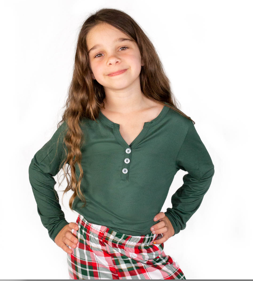 Girls Classic Henley Sleep Shirt