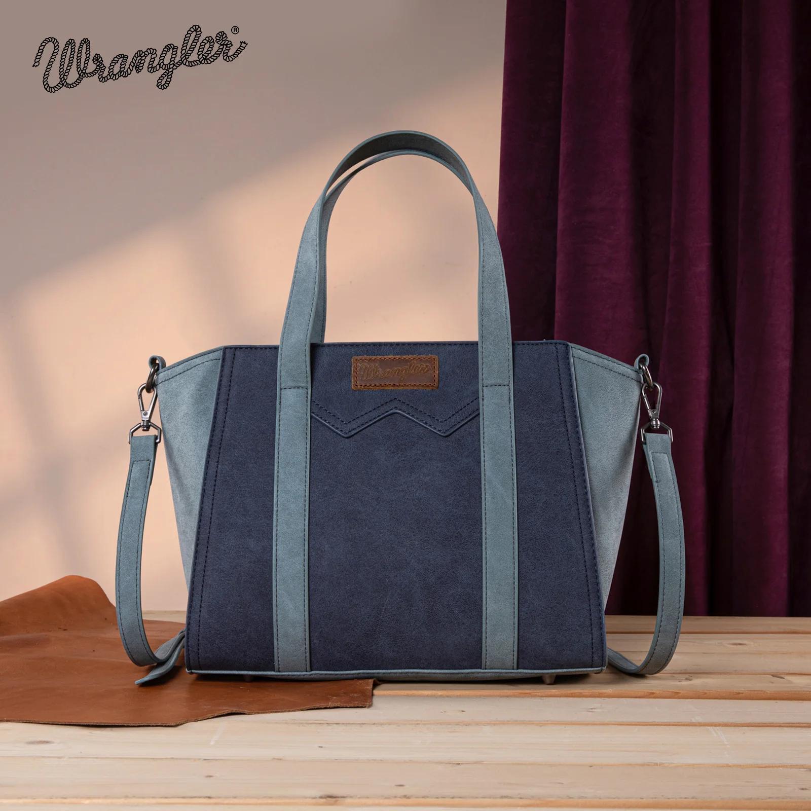 Wrangler "W" Stitch Two Tone Tote/Crossbody - Navy