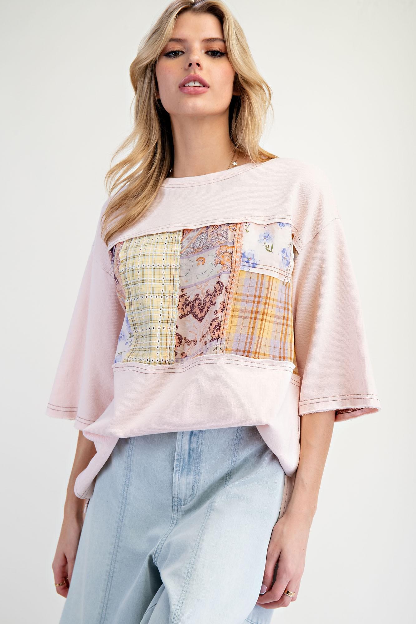 Print Mix Rib Knit Tunic