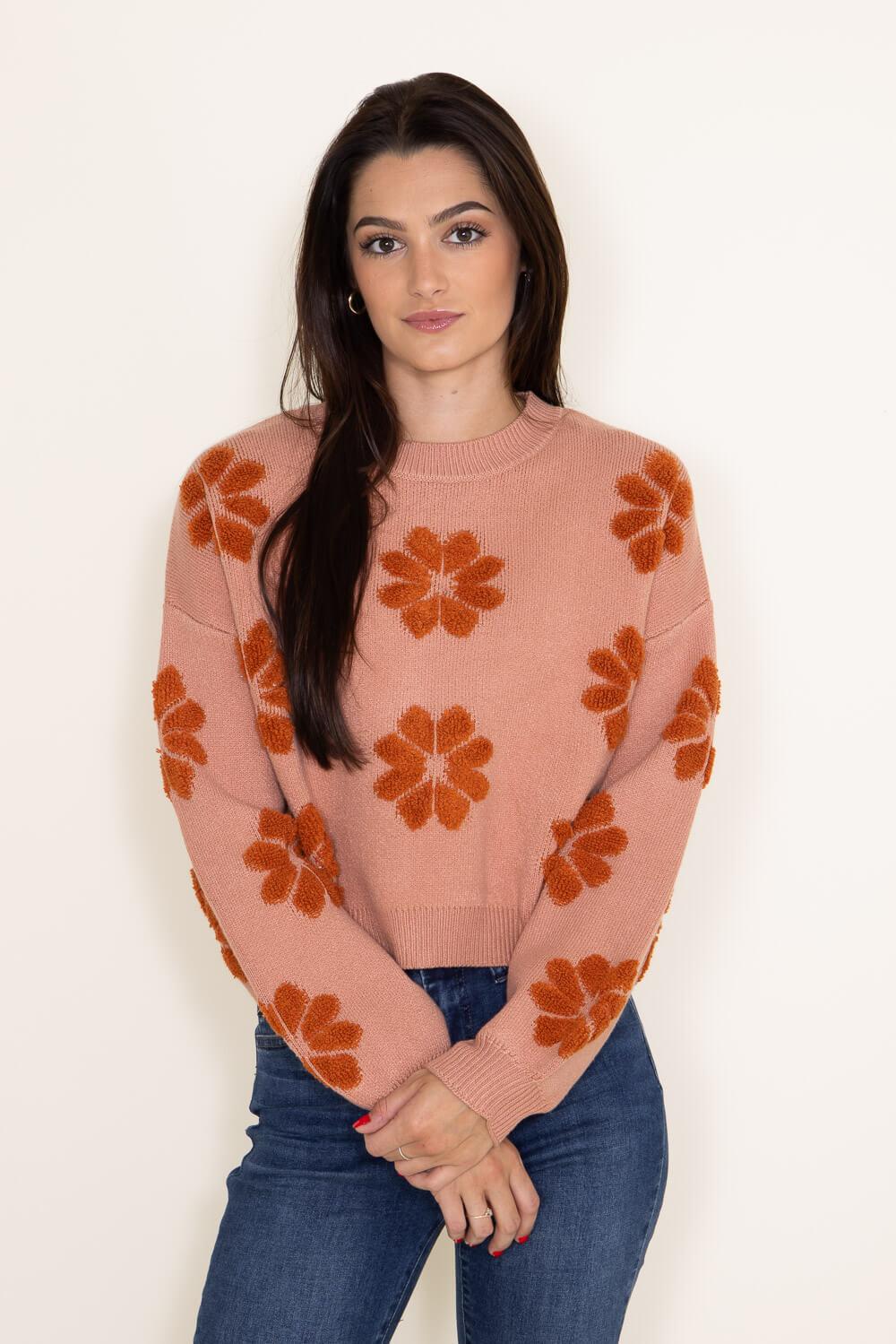 Cropped Flower Sweater