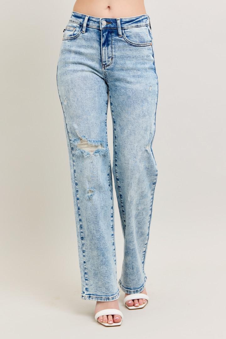 Judy Blue Mineral Wash HW Distressed 90's Straight