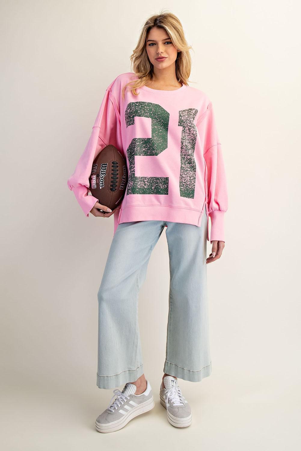Faded Varsity Pullover Top