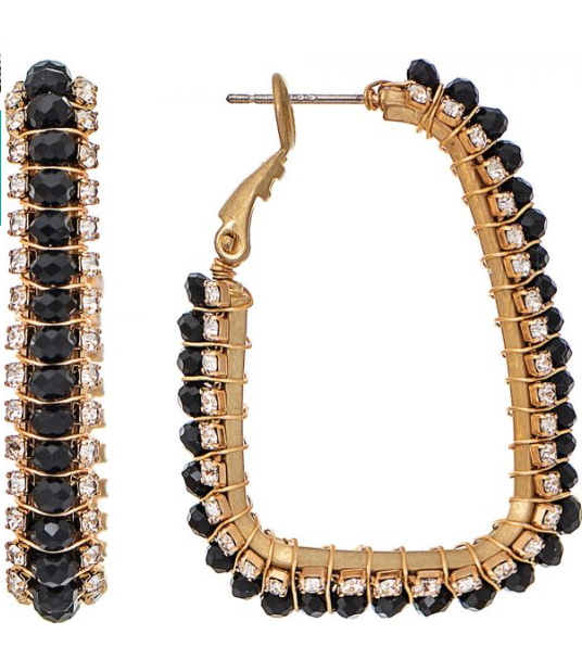 Jeweled Edge Squared Hoops