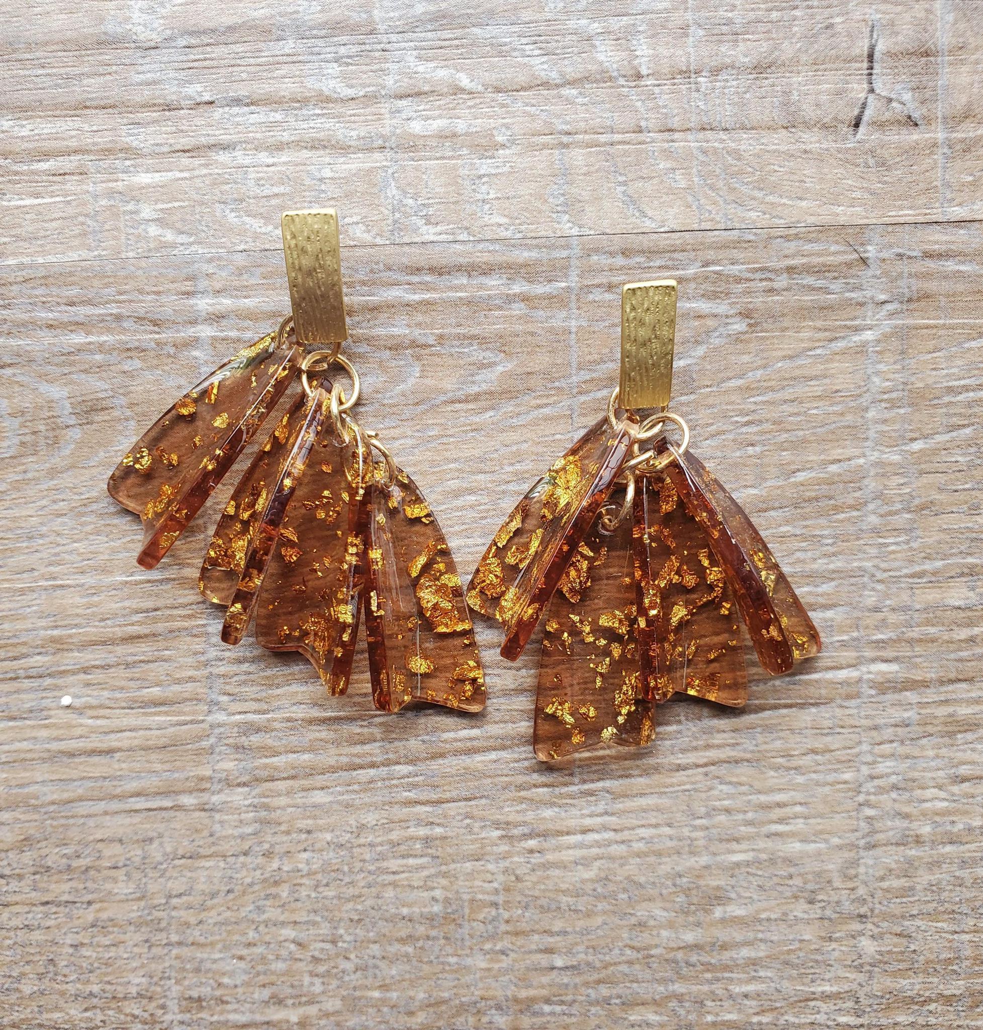 Gold Flake Drop Earring