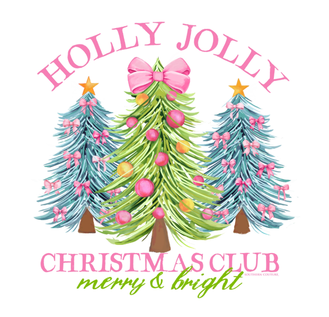 SC Soft Holly Jolly Christmas Club Front Print - White