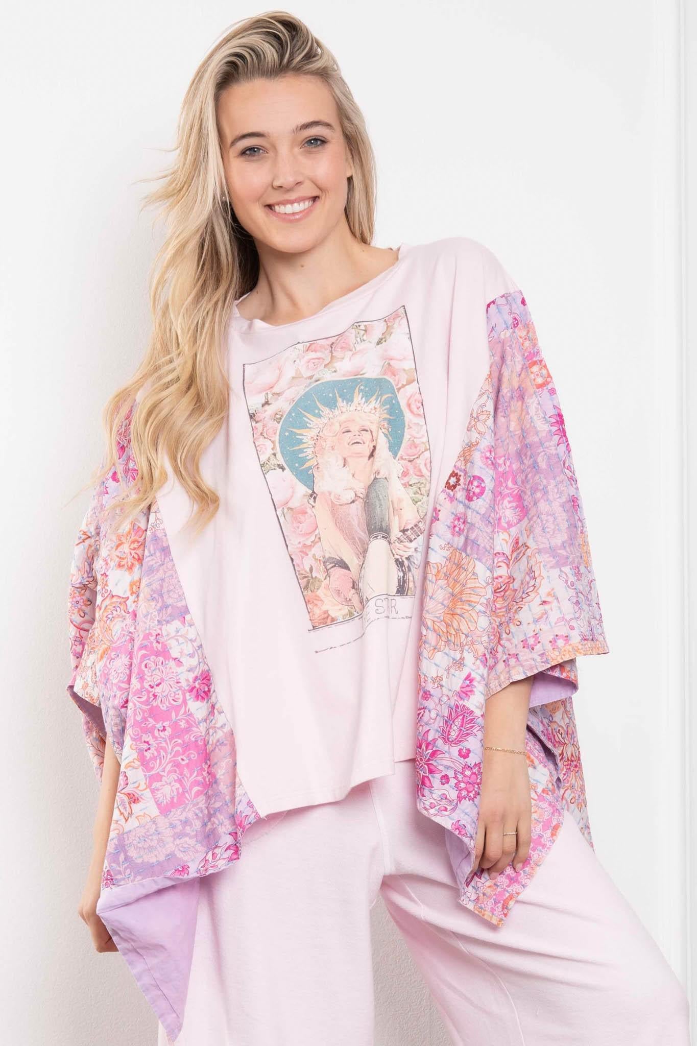 Dolly Parton Print Kantha Poncho Top