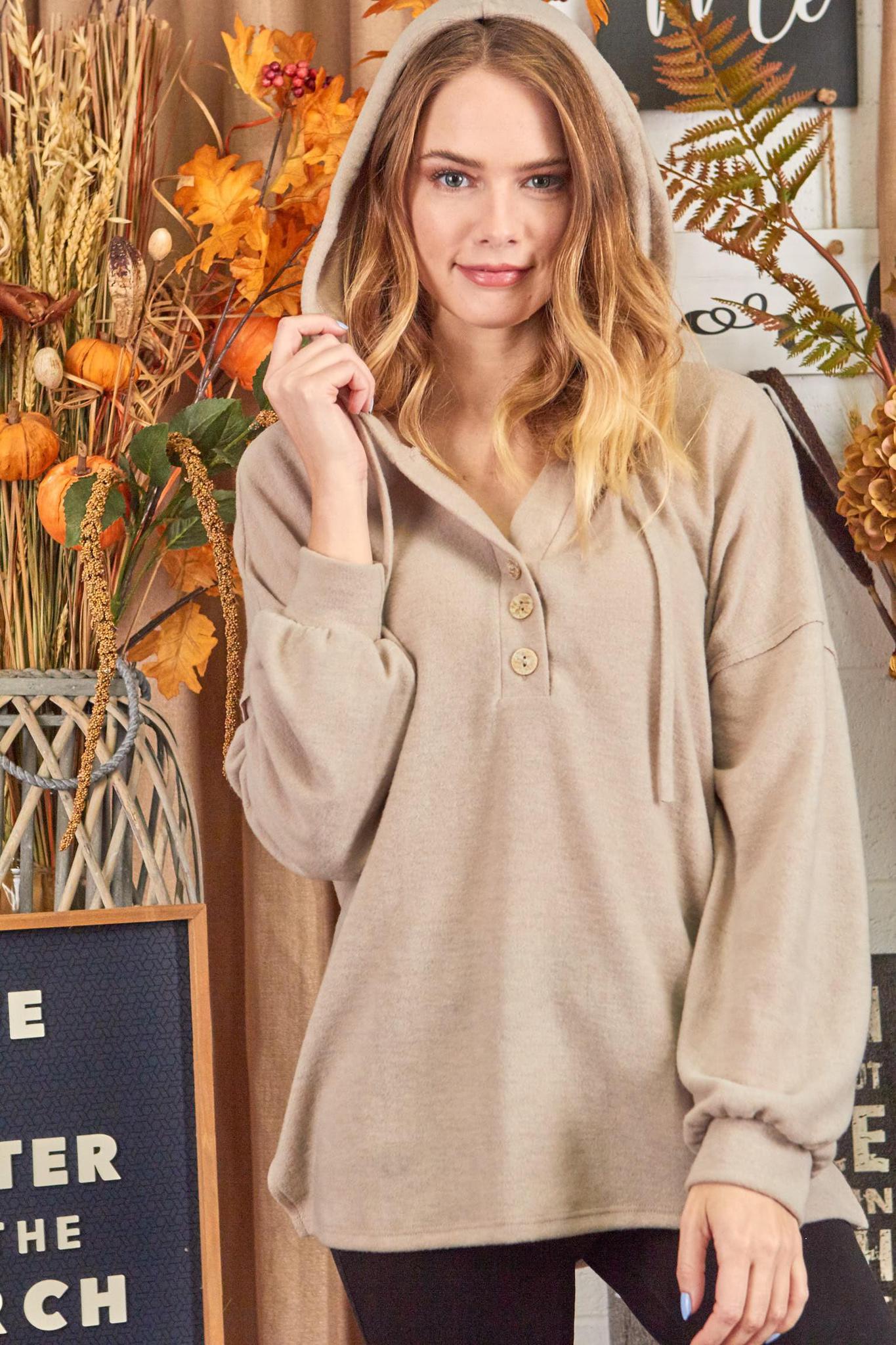 Cream Brushed Terry Hoodie