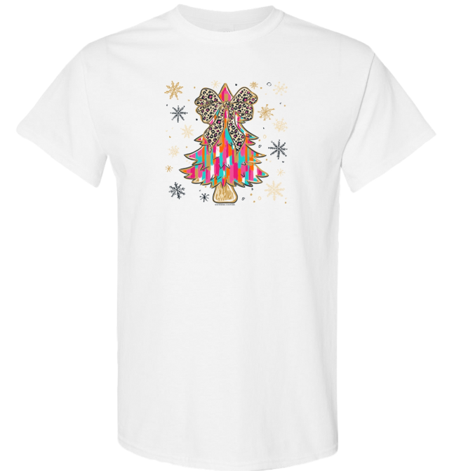 SC Soft Leopard Bow Tree Front Print - White