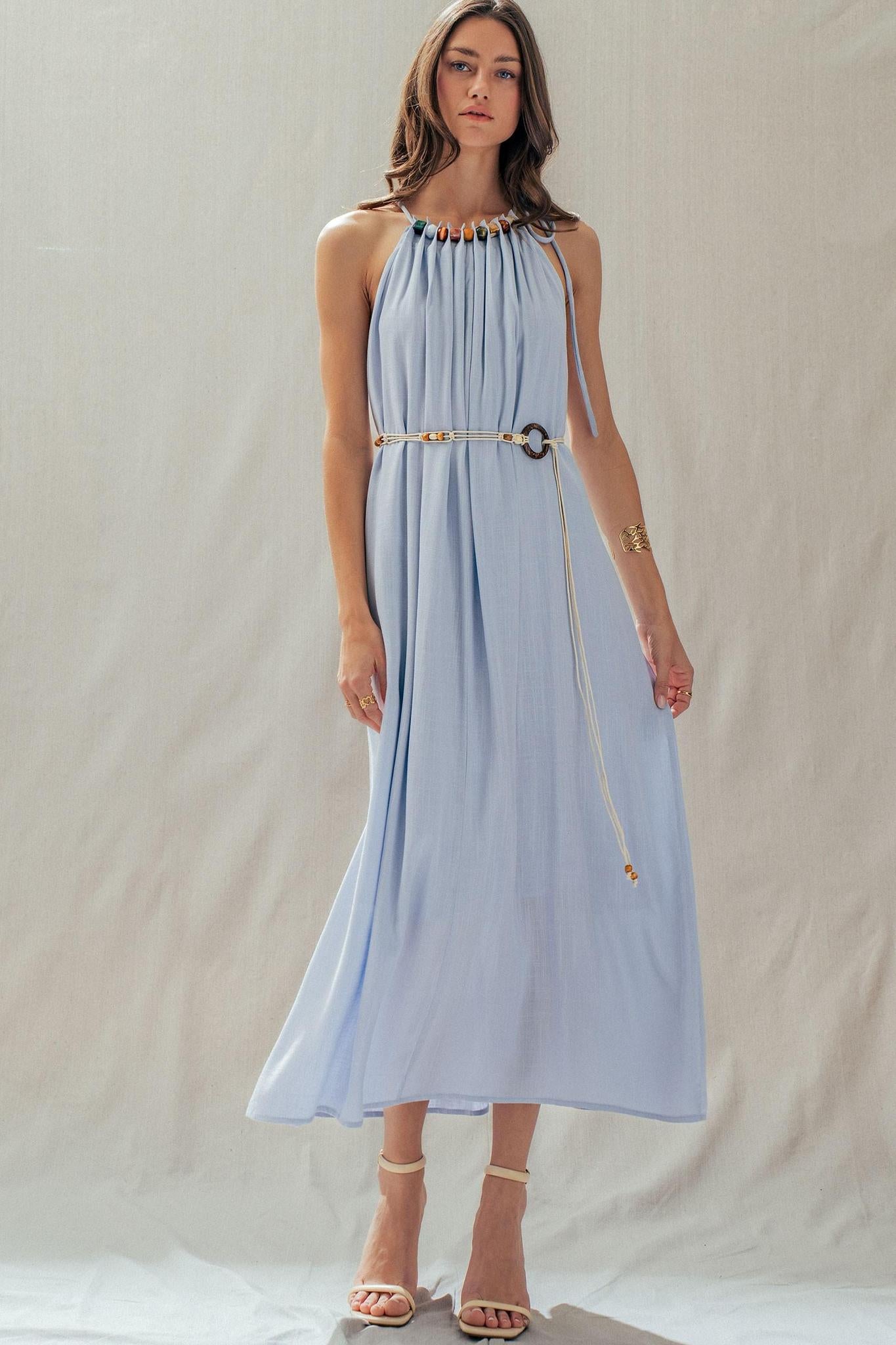 Isla Grace Beaded Halter Maxi Dress