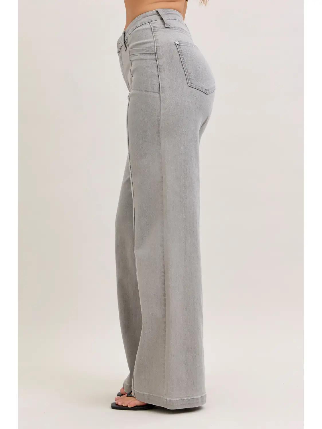 Judy Blue Grey HW Retro Wide Jeans