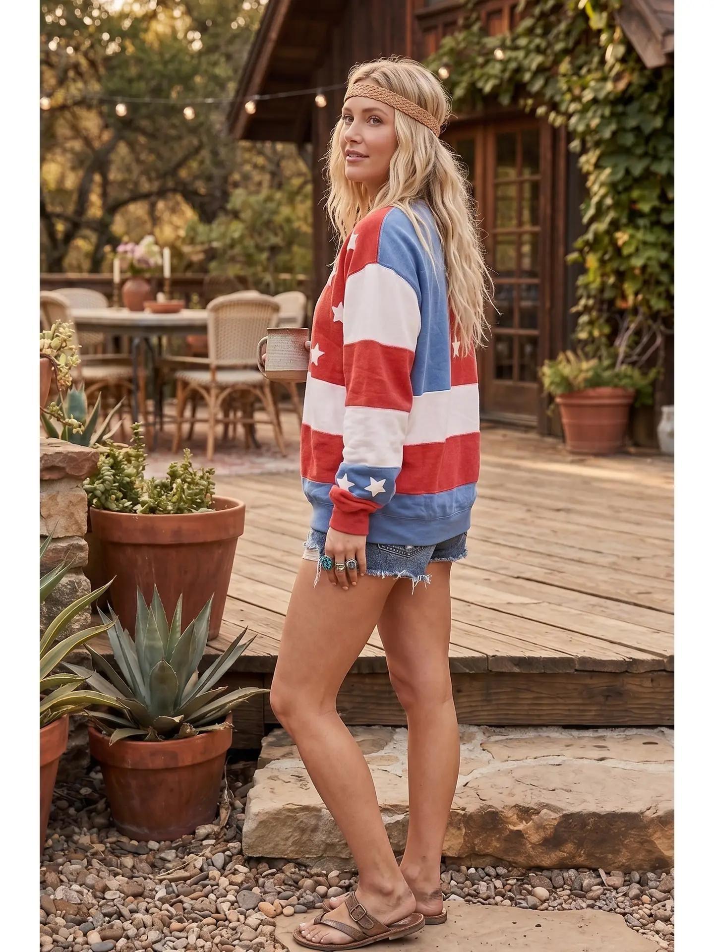 Mineral Washed Americana Flag Sweatshirt
