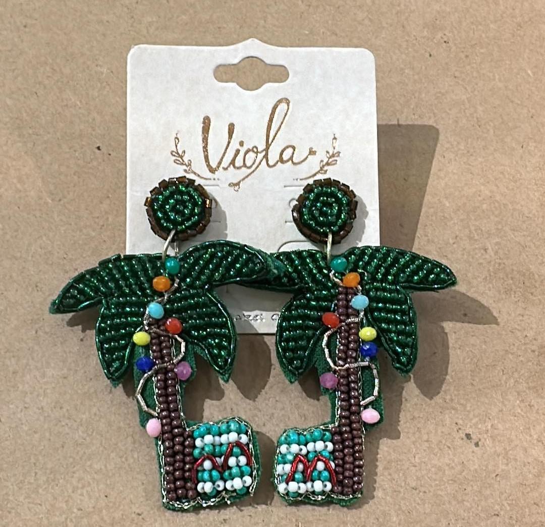 Palm Tree Beaded Earrings