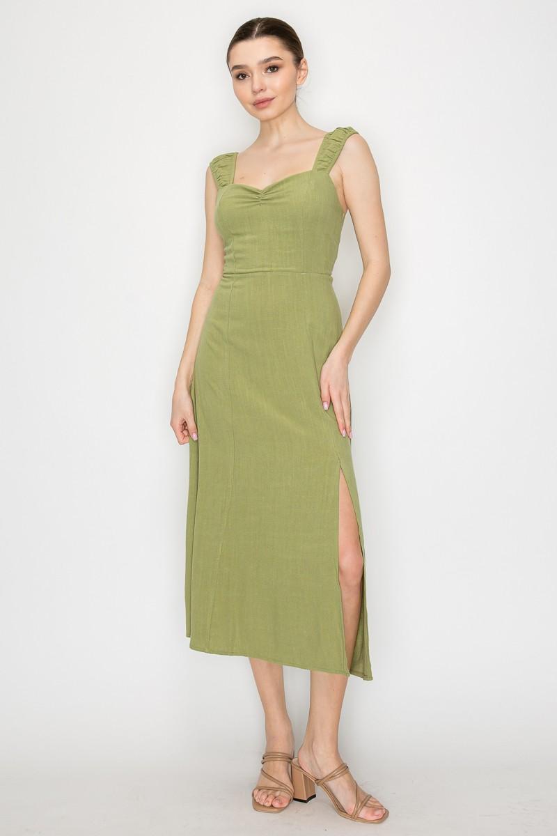 Back Lace-up Slit A-line Dress