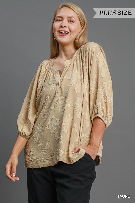 Taupe Bubble Sleeve Top