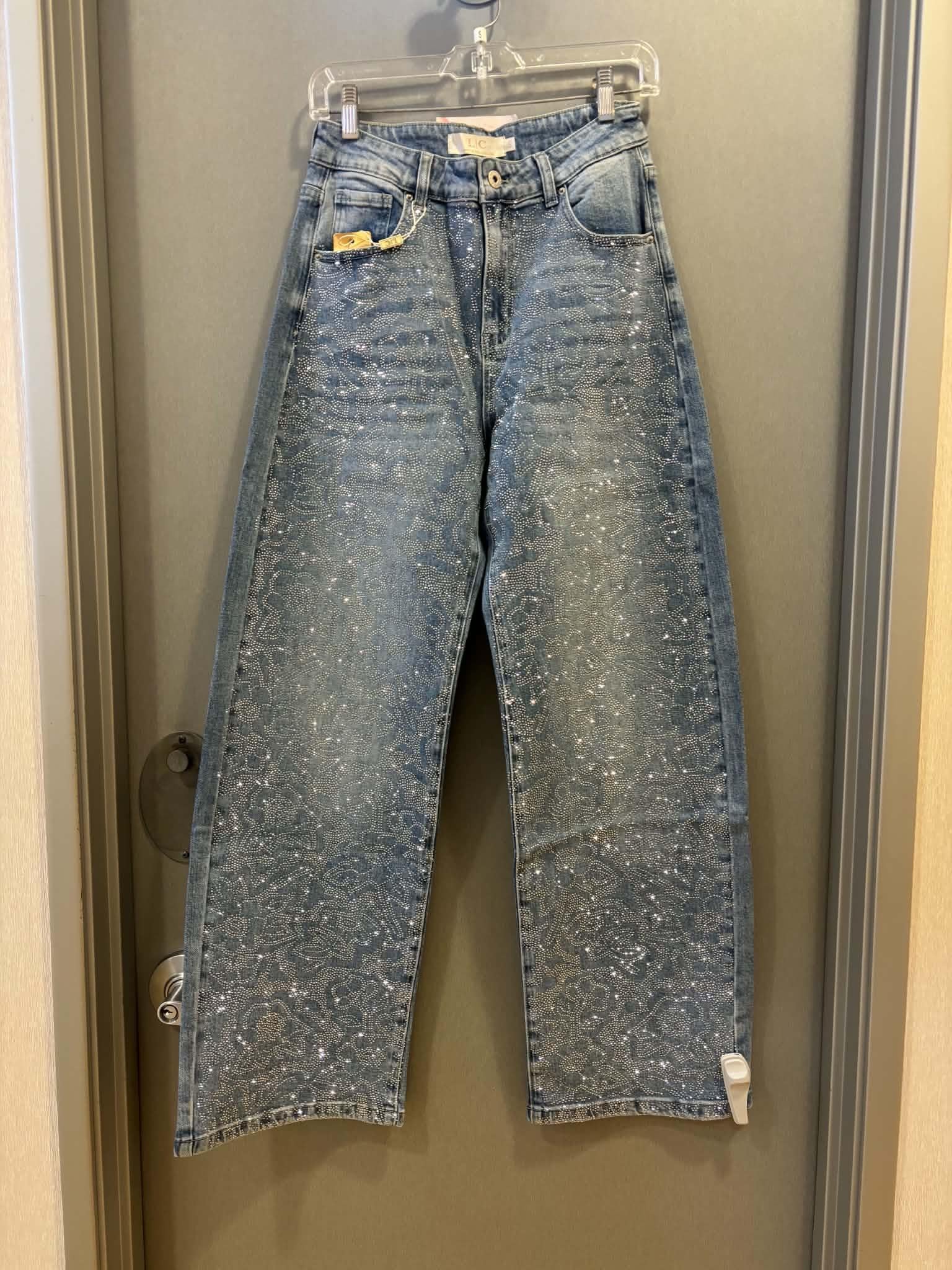 L|C Light Blue Bedazzled Wide Leg Jeans