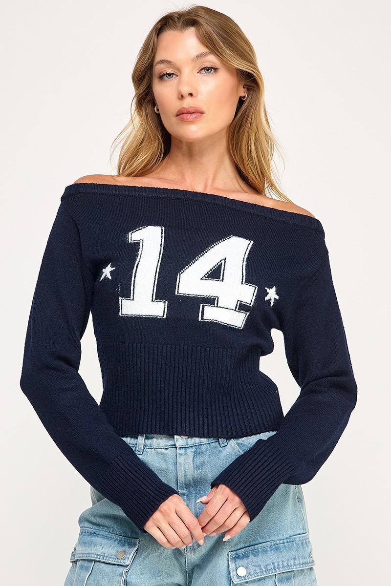 14 Number Boat Neck Sweater