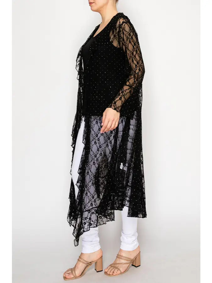 Lightweight Lace Ruffle Duster w/ Sparkles