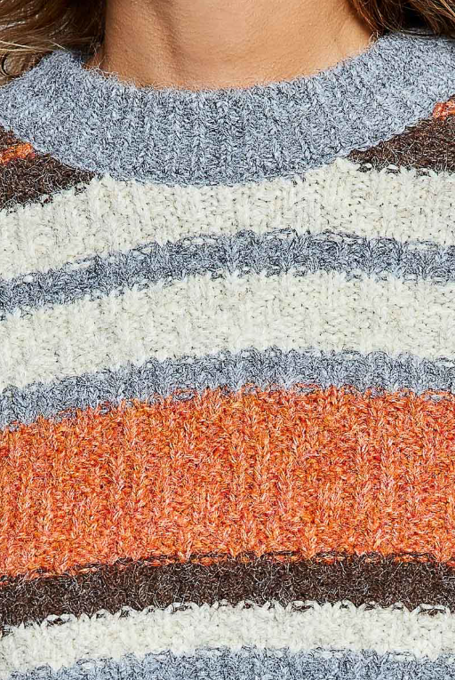 Cream Multi Chunky Knit Striped Sweater