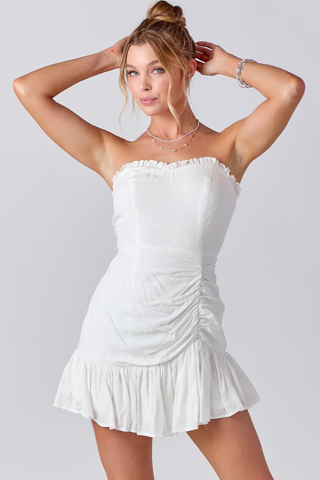 Frilled Torso Ruched Mini Dress