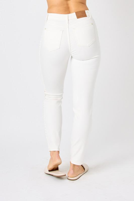 Judy Blue White Braided Jeans