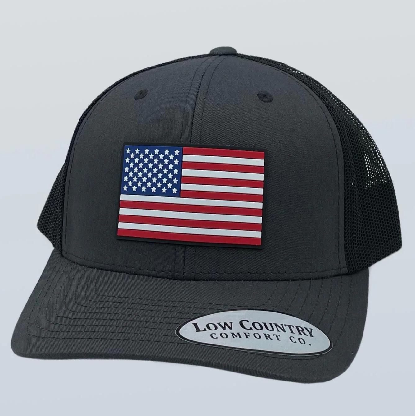American Flag PVC Patch Charcoal/Black Hat