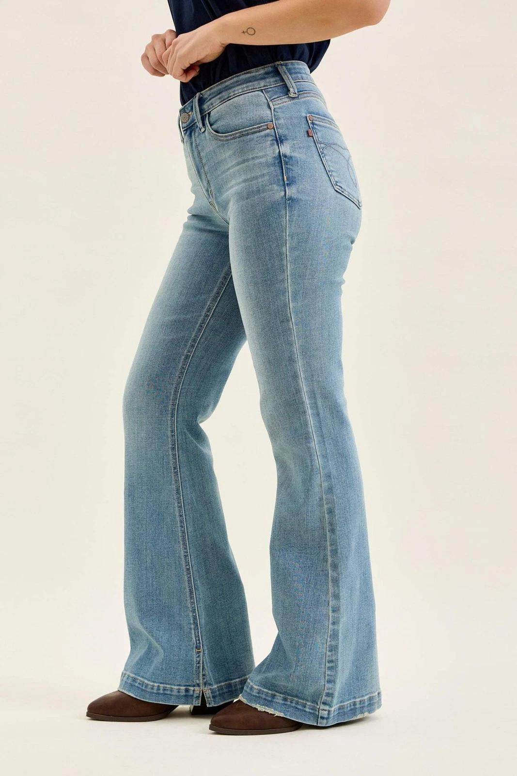 Judy Blue Mid Rise Flare Denim Jeans – 3 Inseam Options