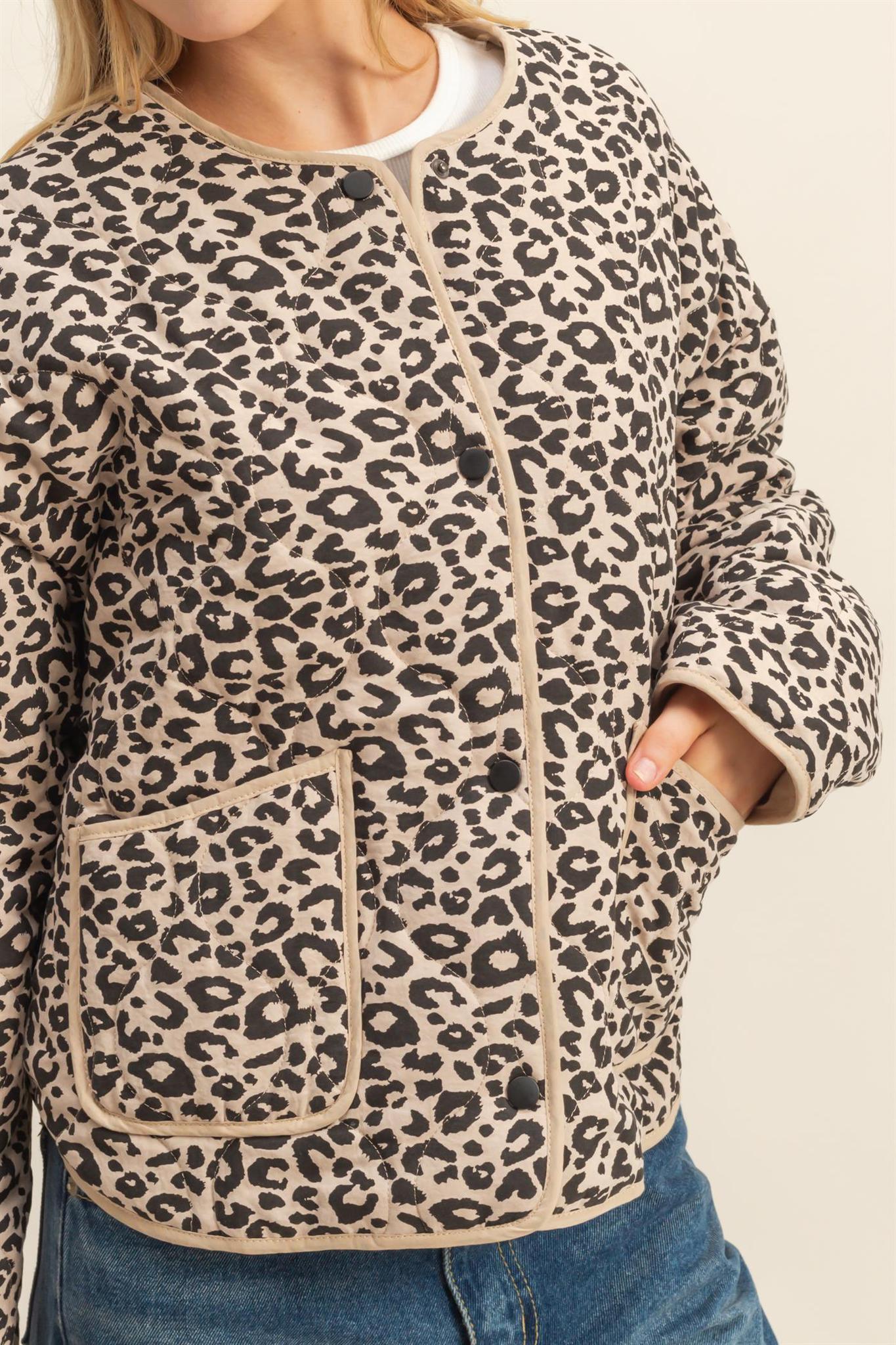 Leopard Quilted Puffer Jacket