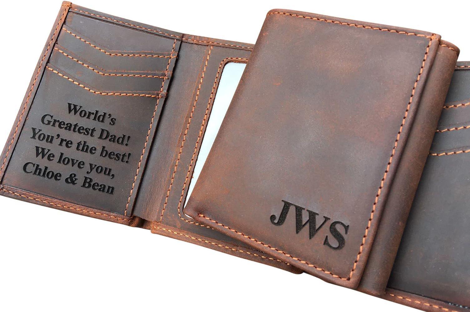 Leather Trifold Engraved Wallet