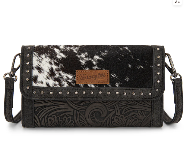 Wrangler Genuine Cowhide Wallet/Wristlet/Crossbody Bag