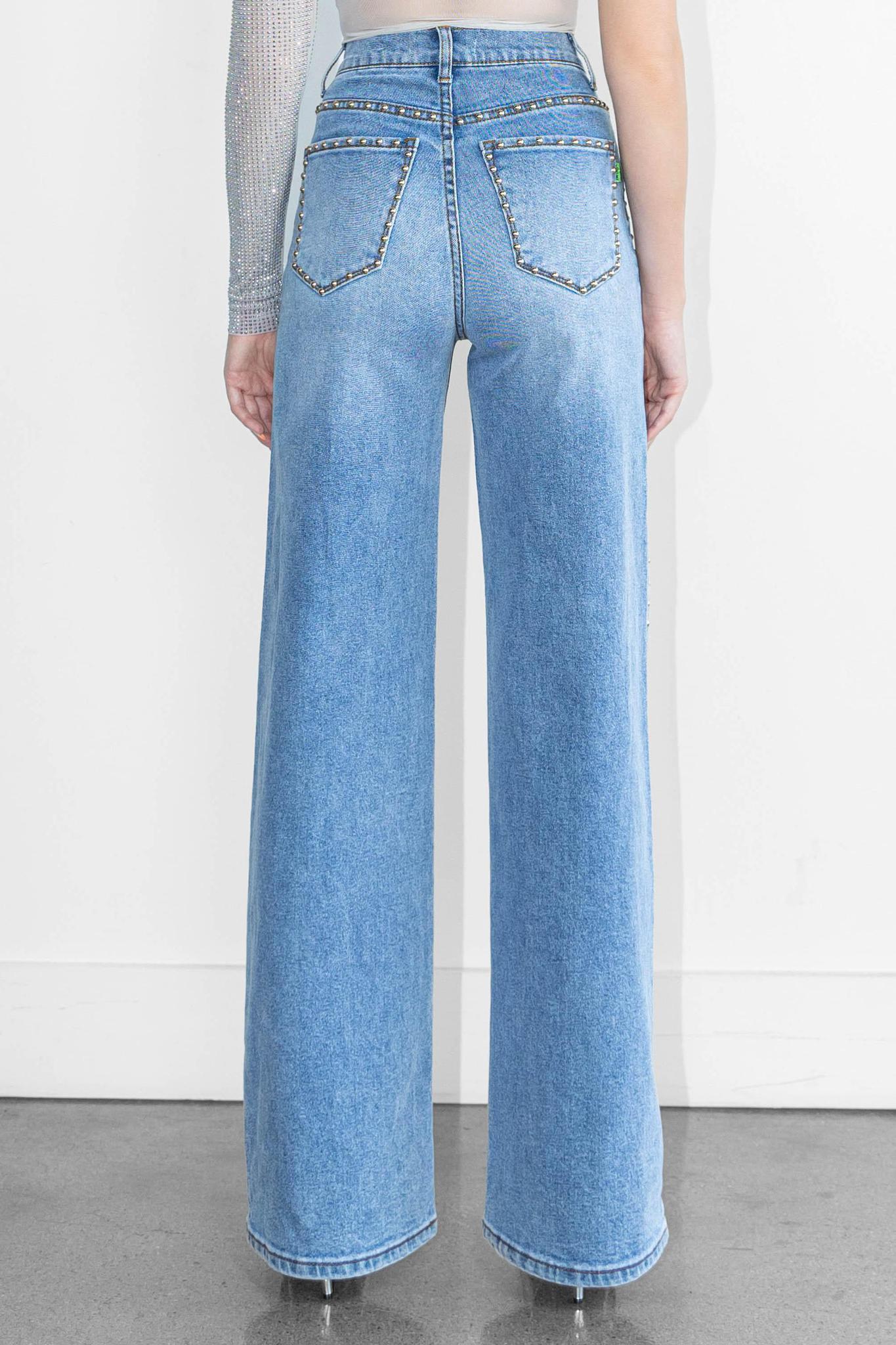 Vibrant Stud Wide Leg Jeans