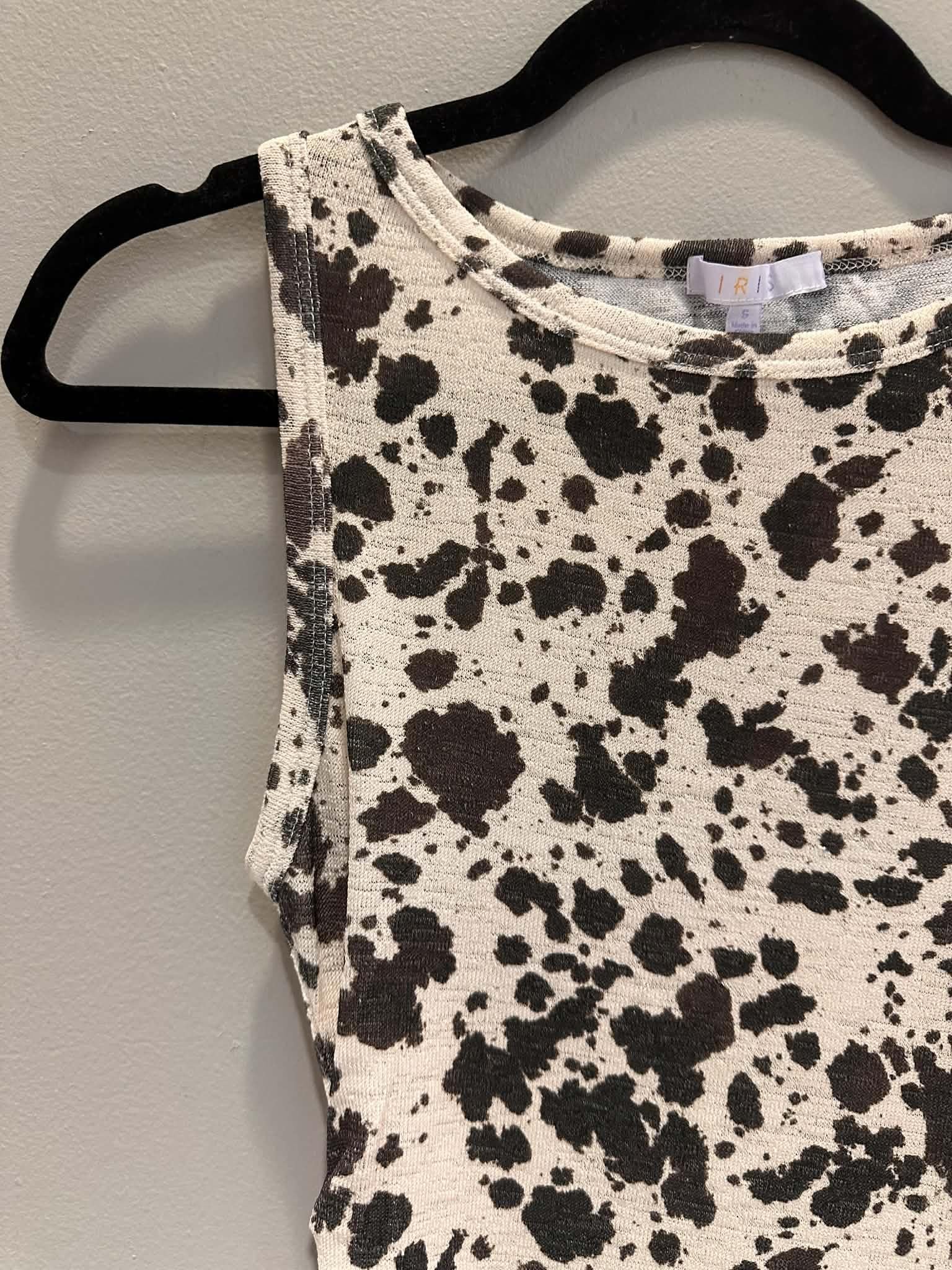 Boatneck Cow Print Rucked Tank