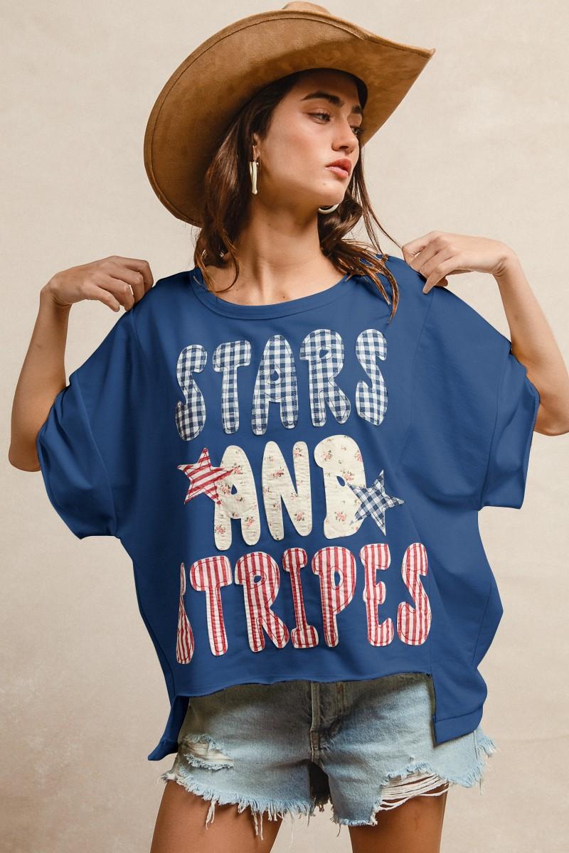 Mix And Match Stars And Stripes Patchwork Top