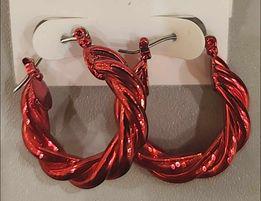 Red Twist Hoops