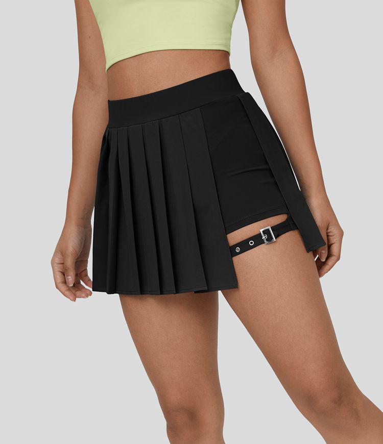 Black Breezeful Buckle Miniskirt