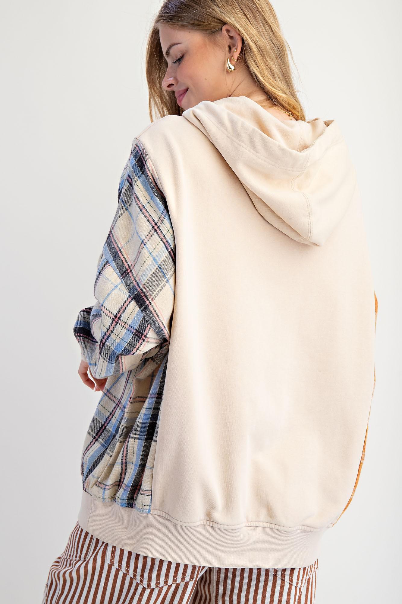 Plaid Mix Mineral Wash Sweatshirt