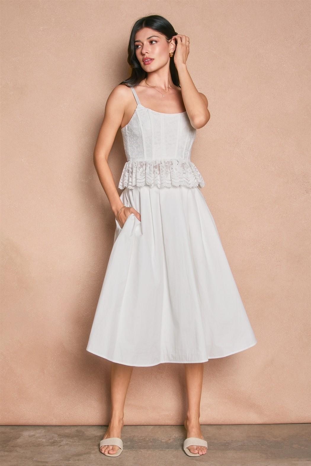 Off-White Lace Corset Peplum Top