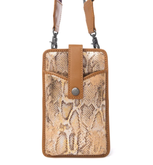 Cedar Snake Print Leather Cell Phone Holder