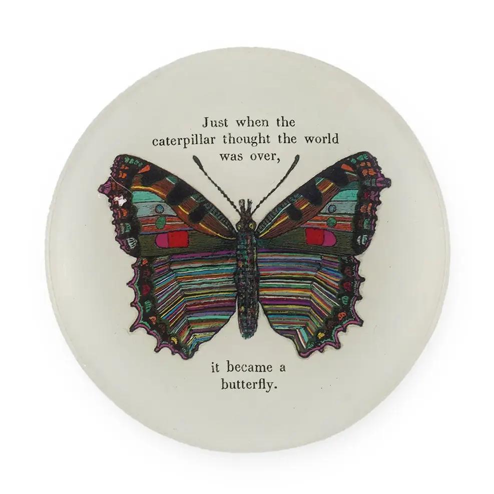 Butterfly Mini Round Decoupage Plate - 4"