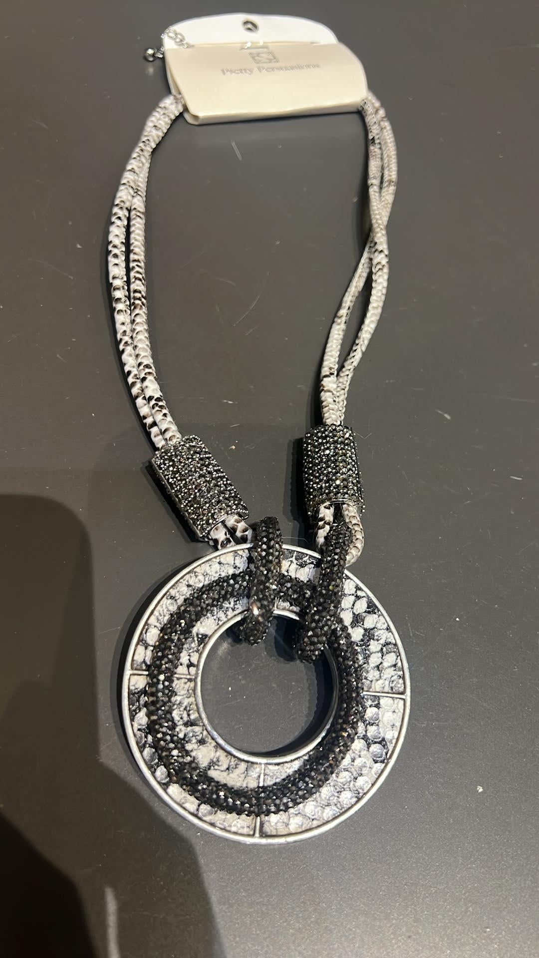 Snake Disc Rhinestone Necklace