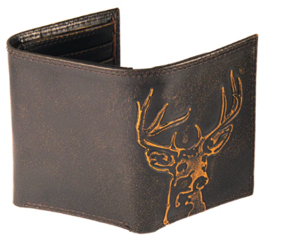 Burnished Antique Brown Tri-Fold Wallet