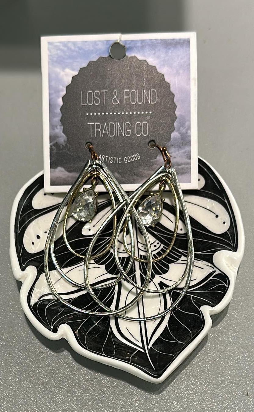 Triple Tear Drop Crystal Earrings
