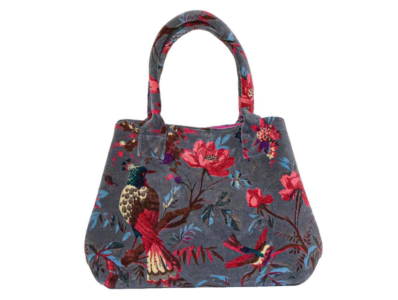Paradise Birds Vintage Velvet Large Snap Bag